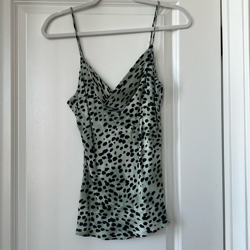 Zara patterned silky tank w/ cowl neck